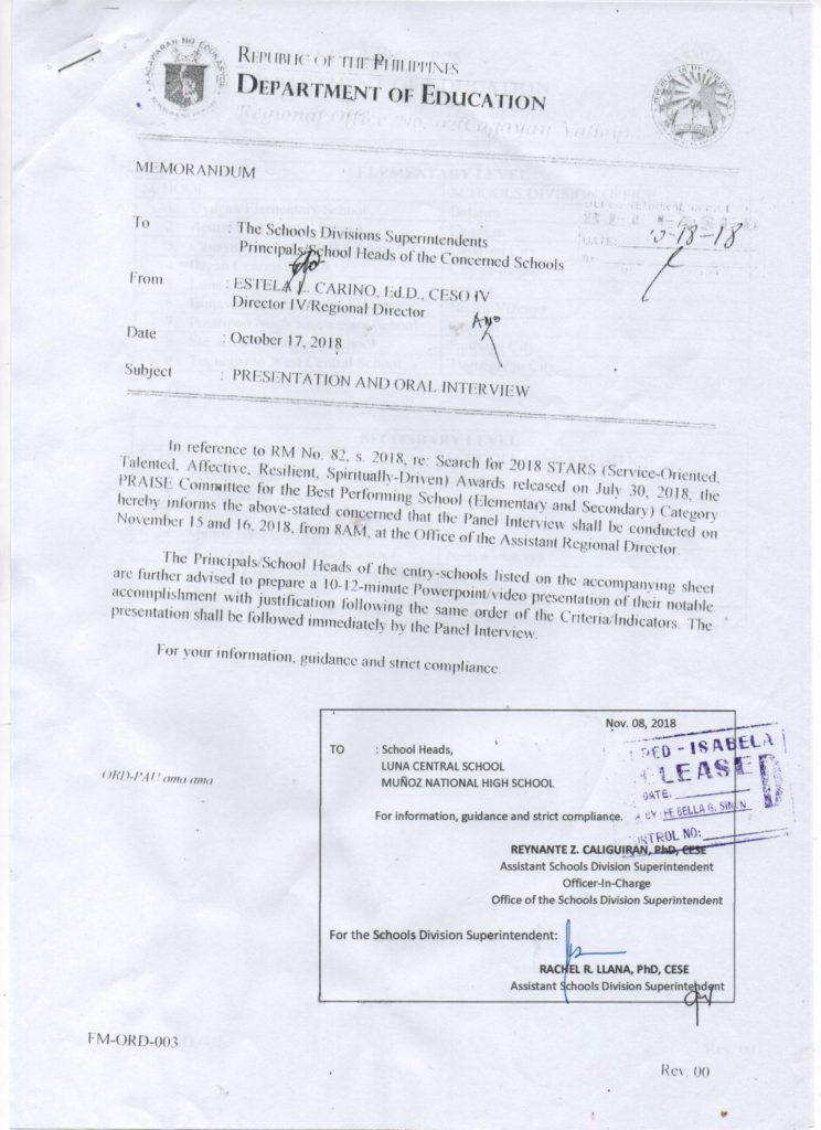 UNDM – PRESENTATION AND ORAL INTERVIEW | DepED Isabela